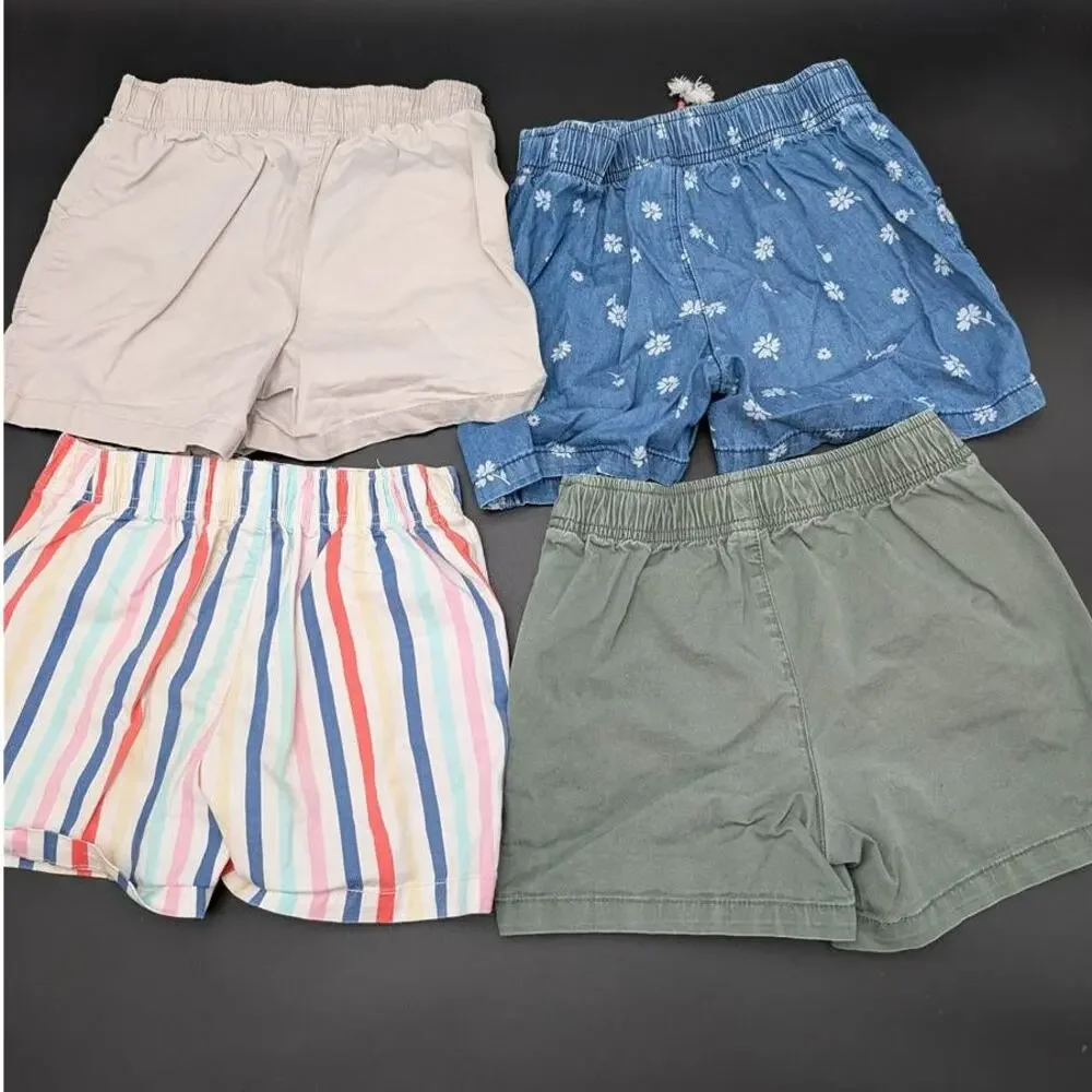 Members Mark Shorts Girls Yough Medium 7/8 Woven Elastic Waistband Bundle of 4